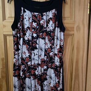 Floral Sleeveless Dress - Blue, White, Red